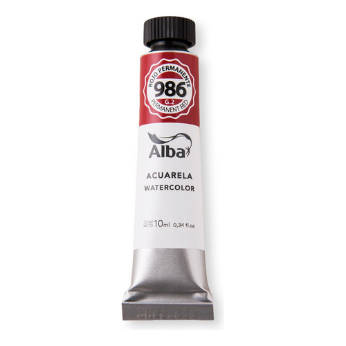 Acuarela Alba 10ml.rojo Permanente 986