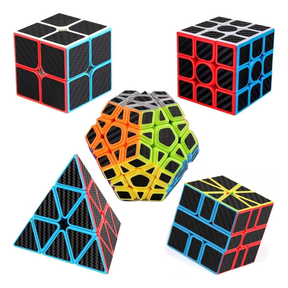 Set 5 Cubos Mágicos Rubik De Fibra De Carbono Regalo P/niños