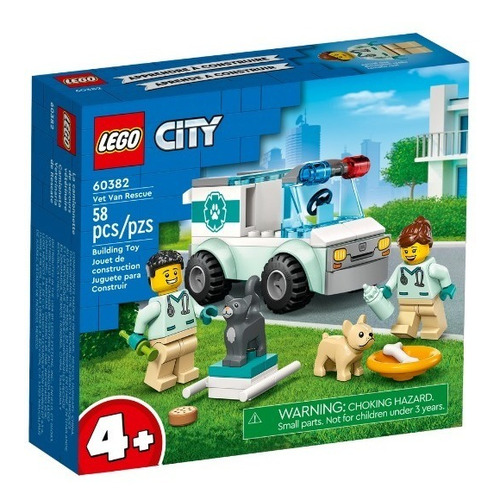 Kit Lego City Rescate De Furgonetas Veterinarias 60382 Cantidad de piezas 58