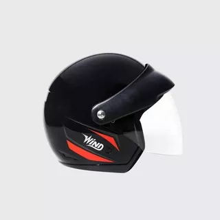 Capacete Taurus Wind V2 Aberto Preto Brilho 56 58 C/ Viseira