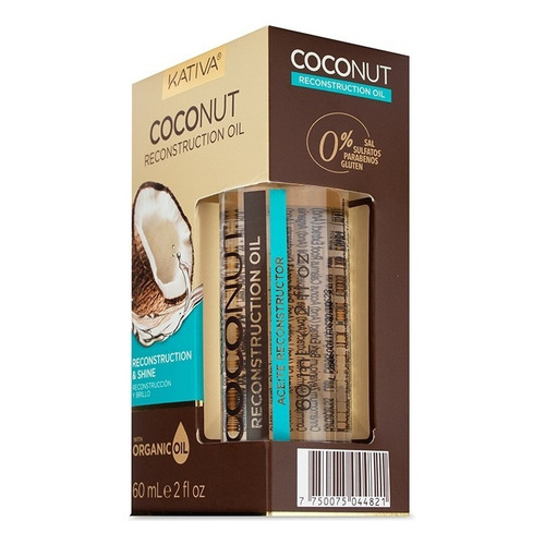 Aceite Coconut Kativa 60ml Nutrición + Brillo