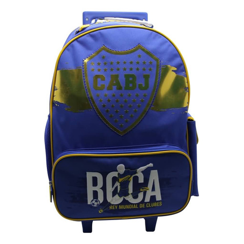 Mochila Escolar Boca Juniors Con Carro Color Azul Diseño de la tela Liso