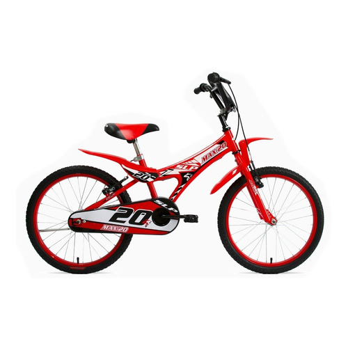 Bicicleta bmx freestyle infantil SLP Max R20 1v frenos v-brakes color rojo con pie de apoyo  