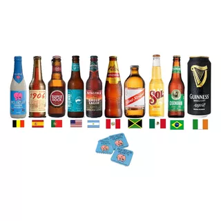 Kit Cervejas Importadas E Nacionais P/ Presente 10 Países