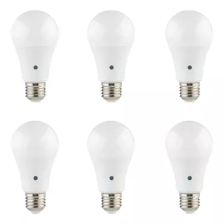 6 Focos Led Con Fotocelda Estevez 9w Luz Fría / Cálida E26