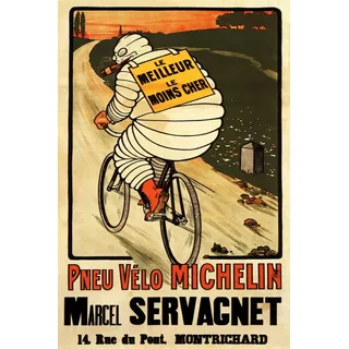 Bibendum Boneco Pneu Michelin Na Bicicleta Poster 76cmx50cm