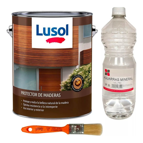 Protector Para Madera Lusol 4 Lts. + 1 Litro Aguarras Color Nogal