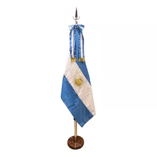 Bandera Argentina Ceremonia 2 Soles Premium Con Asta Y Base