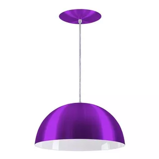 Luminária De Teto Rei Da Iluminação Meia Lua 40 Cor Roxo-verniz/branco 110v/220v