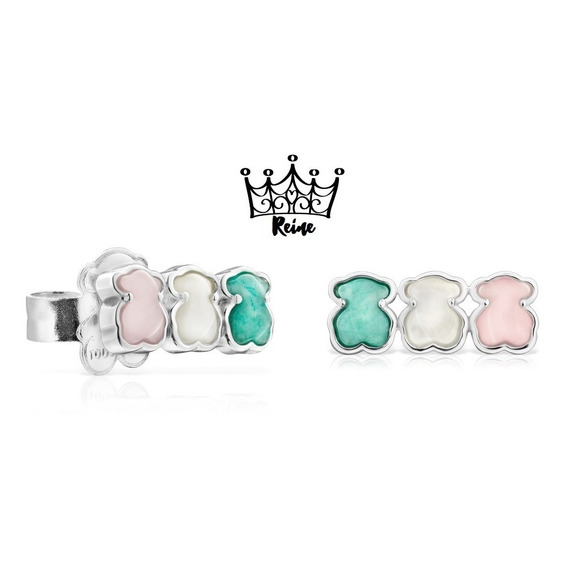 Reine Aretes Mini Color De Plata Con Gemas