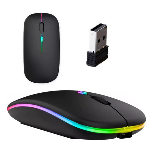 Ratón inalámbrico ergonómico Led Rgb negro color blanco