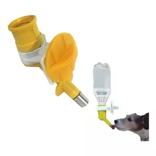 Bebedouro Automático Para Cães E Gatos Bico Para Garrafa Pet Cor Amarelo