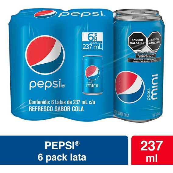 Pack X6 Refrescos Pepsi En Lata Sin Grasas Saturadas 237ml C/u