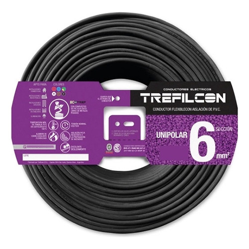 Cable unipolar Trefilcon Unipolar 1x6mm 1x6mm² negro x 100m