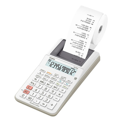 Calculadora Impresora Casio Hr-8rc Con Reimpresion Color Blanco