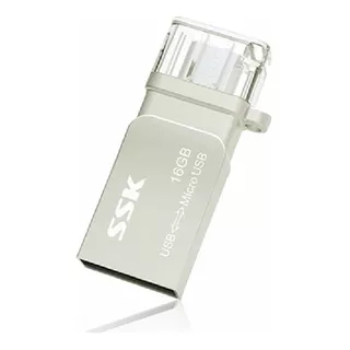 Ssk Memoria Usb Otg Sfd236 16gb Flash Llavero Metal Portátil