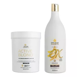  Kit Pó Descolorante Active Blond Blue + Ox 20 Volumes Dyusar Tom 10