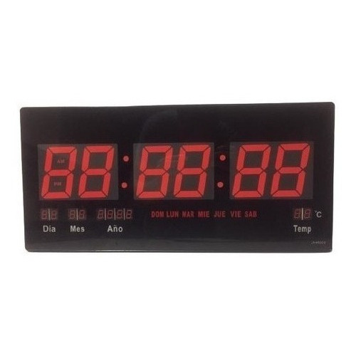 Reloj Digital Led Pared Alarma Calendario Temperatura Color de la estructura Negro Color del fondo Negro