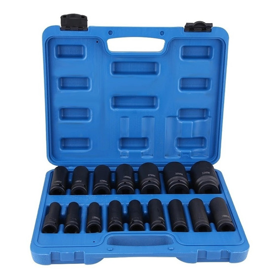 Juego Kit Set Dados De Impacto 1/2, 16 Piezas De 10 A 32 Mm