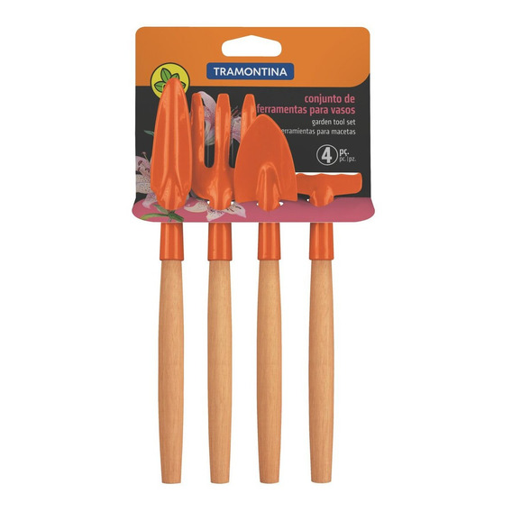 Kit 4 Piezas Herramientas Set Jardin Tramontina Para Maceta