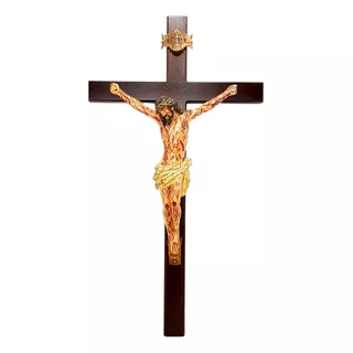 Crucifixo De Parede 50 Cm Com Cristo Chagado Em Resina