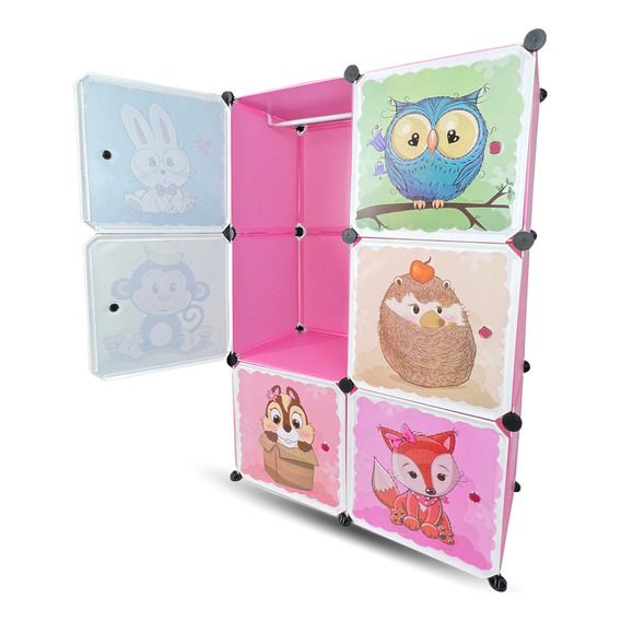 Closet Armario Organizador Infantil Diseño Animales Rosados Santu Home & Deco