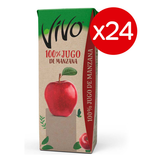 Pack 24 - Vivo Jugo 100% Fruta Manzana 190 Ml