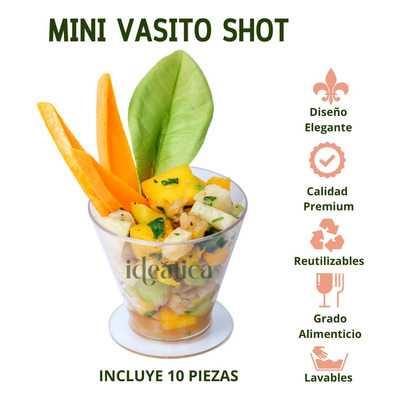 Vasito Mini Shot Con Tapa Postres Catering Plastico 10 Pzas