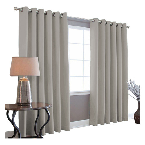 Cortinas Blackout Melocotton - Color GRIS - 275cm de Ancho X 215cm de Alto En 2 Páneles - Aislamiento Térmico , Reduce el Ruido Exterior , Cortinas Opacas con Ojales , Lavable en Casa