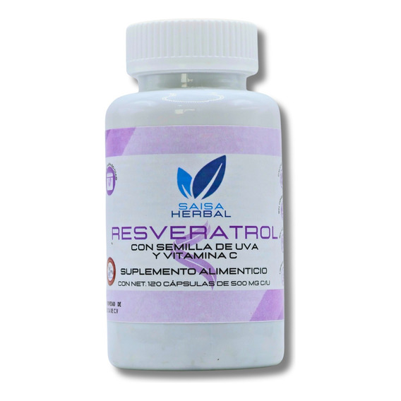 Resveratrol 120 Cáp Semilla De Uva Y Vitamina C Saisa Herbal