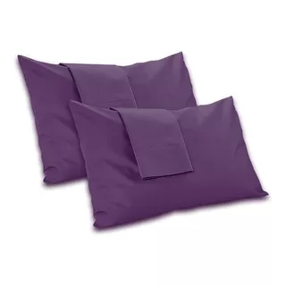 Pack X 2 Fundas Almohada Blanco París Microfibra 50x80cm Violeta