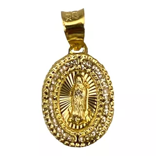Dije Medalla Virgen Guadalupe Zirconia 1cm 100% Oro Puro 10k