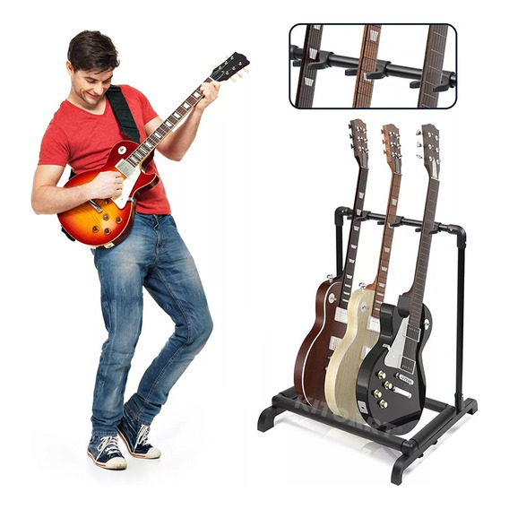 Atril Base Tripie Para 3 Guitarras Stand Bajos Portátil