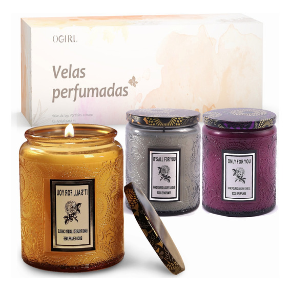 3 Pieza Velas Aromáticas De Cera De Soja Para Mujeres