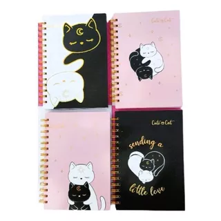 Pack: 4 Libretas A5 21 X14.5 Diseño Gatito Cute Kawai C/enví