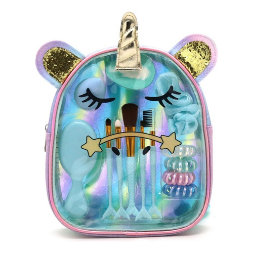 Mochila Infantil Trendy Con Set De Belleza Ar1 15979 Ellobo Color Cierre Aqua Diseño De La Tela Transparente