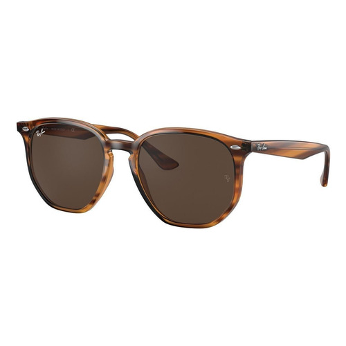 Anteojos de sol Ray-Ban I-Shape RB4306 Standard con marco de propionato color gloss striped red havana, lente dark brown de plástico clásica, varilla gloss striped red havana de propionato