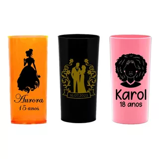 500 Copos Personalizados Long Drink 320ml Acrilico Frent/ver