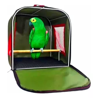 Bolsa Gaiola De Transporte Aves Papagaios Pássaros Maritacas Cor Verde