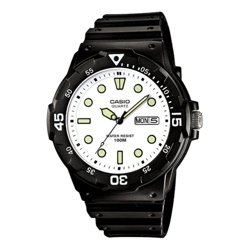 Reloj pulsera Casio MRW-200 con correa de resina color negro - fondo blanco