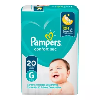 Pampers Pañales Desechables Confort Sec Talla G / 20 Un.