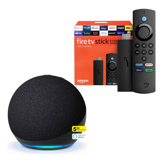 Pack Amazon Echo Dot 5th Gen Negro Y Fire Tv Lite Con Alexa 