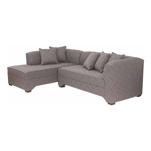 Sofá esquinero Muebles América Metropolitan de 5 cuerpos color gris de lino y patas de madera izquierdo