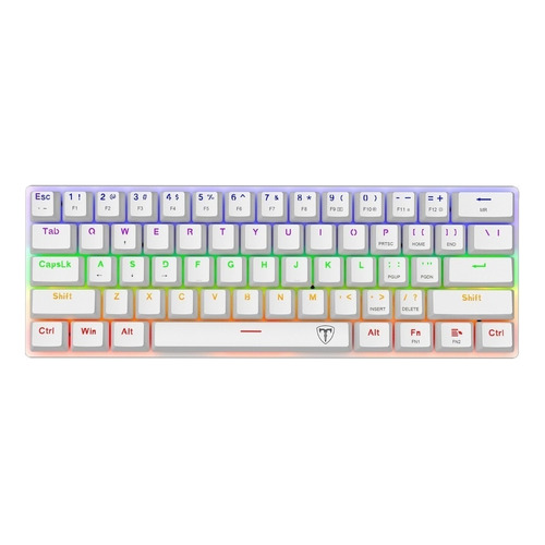 Teclado gamer T-Dagger Arena T-TGK321 QWERTY inglés US color blanco con luz rainbow