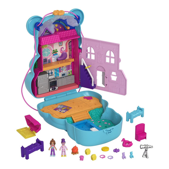 Set Juego Muñeca Polly Pocket Estuche Bolso Osito Pijamada