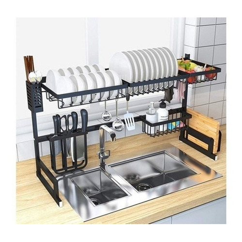 Rack Cocina Seca Platos Acero Inoxidable 85 Cm Color Negro