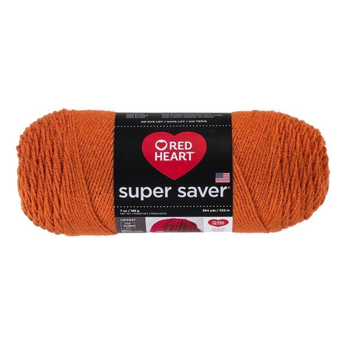 Estambre Red Heart Acrílico Liso Super Saver Coats Color 0256 Carrot