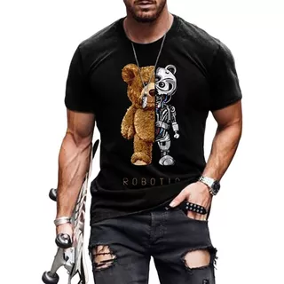 Playera De Hombre Con Estampados De Moda Manga Corta