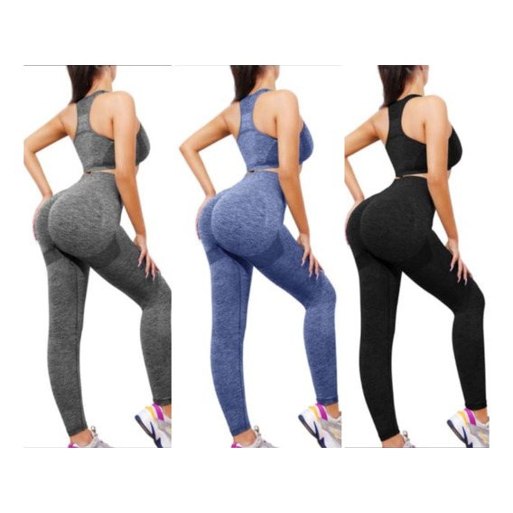 Conjunto Deportivo Calza Leggins Pushup Y Top Mujer Gym Yoga