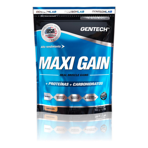 Maxi Gain X 750grs Gentech Sabor Chocolate Ganador Muscular